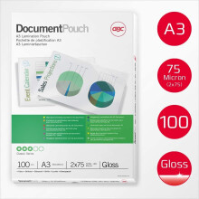 GBC A3 2x75 Micron Gloss Laminating Pouches, Pack of 100, 3200745