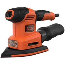 BLACK+DECKER 200 W 4-in-1 elektrische schuurmachine, willekeurig, ijzeren orbitaal, vingerschuurhulpstuk en schuurvellen, BEW200-GB