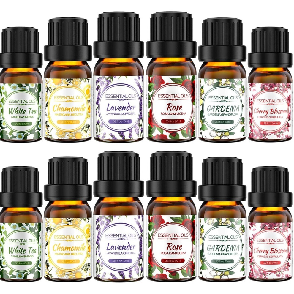 12x Floral Essential Oils Set. Aromatherapy. Diffuser Oil. Gift Set.