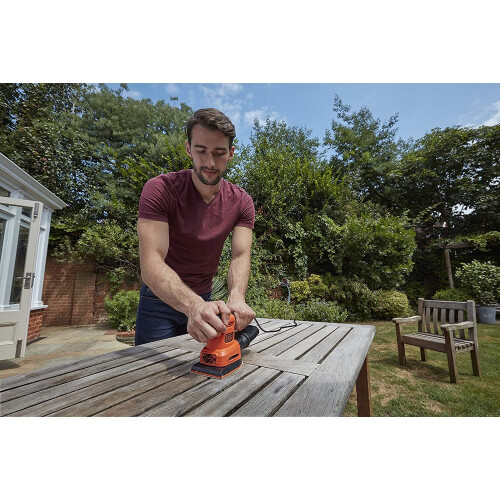 BLACK+DECKER 200 W 4 in 1 Electric Sander, Random, Iron Shaped Orbital Base, Finger Sanding