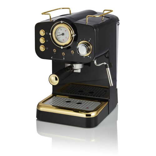 Swan Gatsby Pump Espresso Coffee Machine in Black and Gold on OnBuy