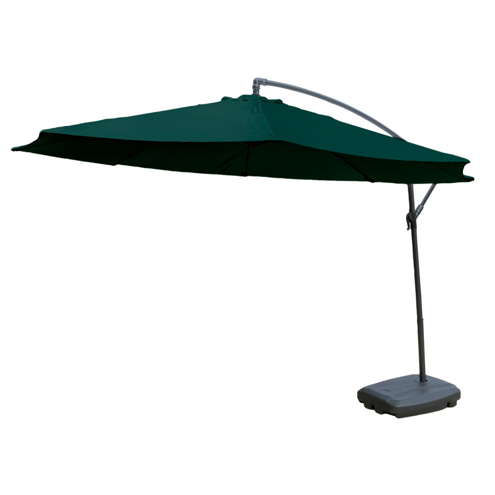 (Green Parasol With Base) KCT 3.5m Garden Cantilever Parasol and Base