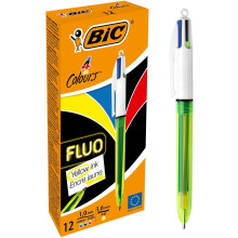 Bic 4 Colour Fluo Black/Blue/Red/Yellow Highlighter Pack 12