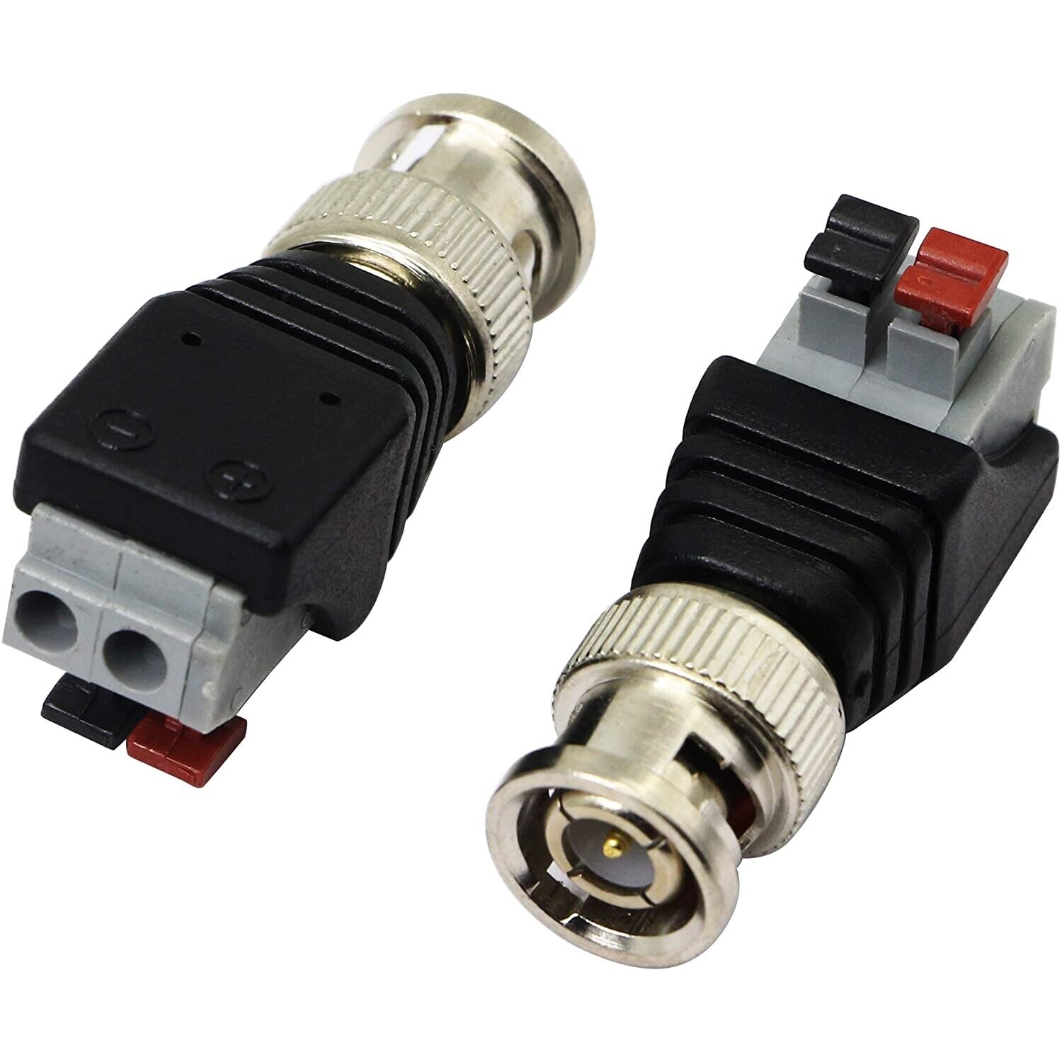 CGTime BNC Video Baluns Adapter BNC Male Plug to 2 Pin/Way Screw ...