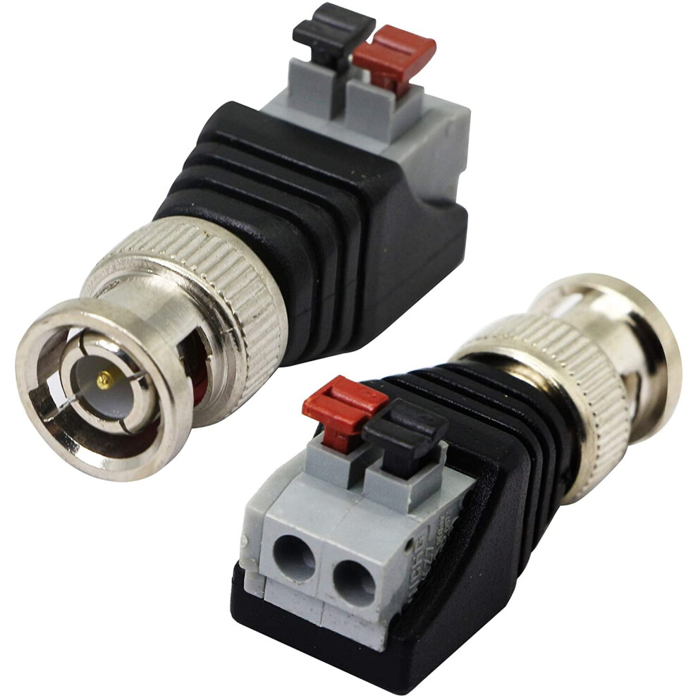 CGTime BNC Video Baluns Adapter BNC Male Plug to 2 Pin/Way Screw ...