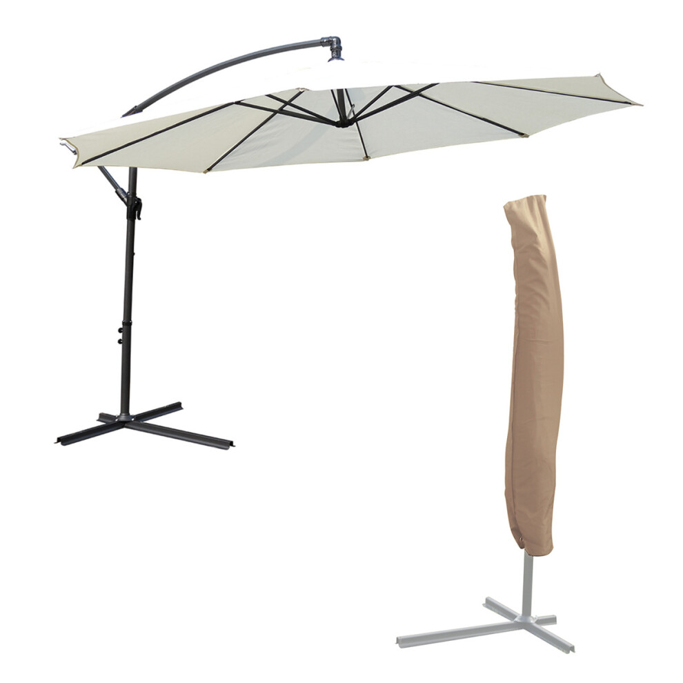 (Cream) KCT 3.5m Garden Cantilever Parasol with Cover