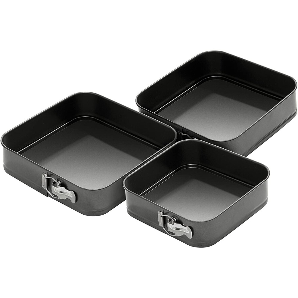 Premier Housewares 104267 Cake Tins Set Of 3 Baking Tins Pie Tin Springform Cake Tin Cake Baking Tin Small Cake Tins Mini Cheesecake Tins Black H7 x