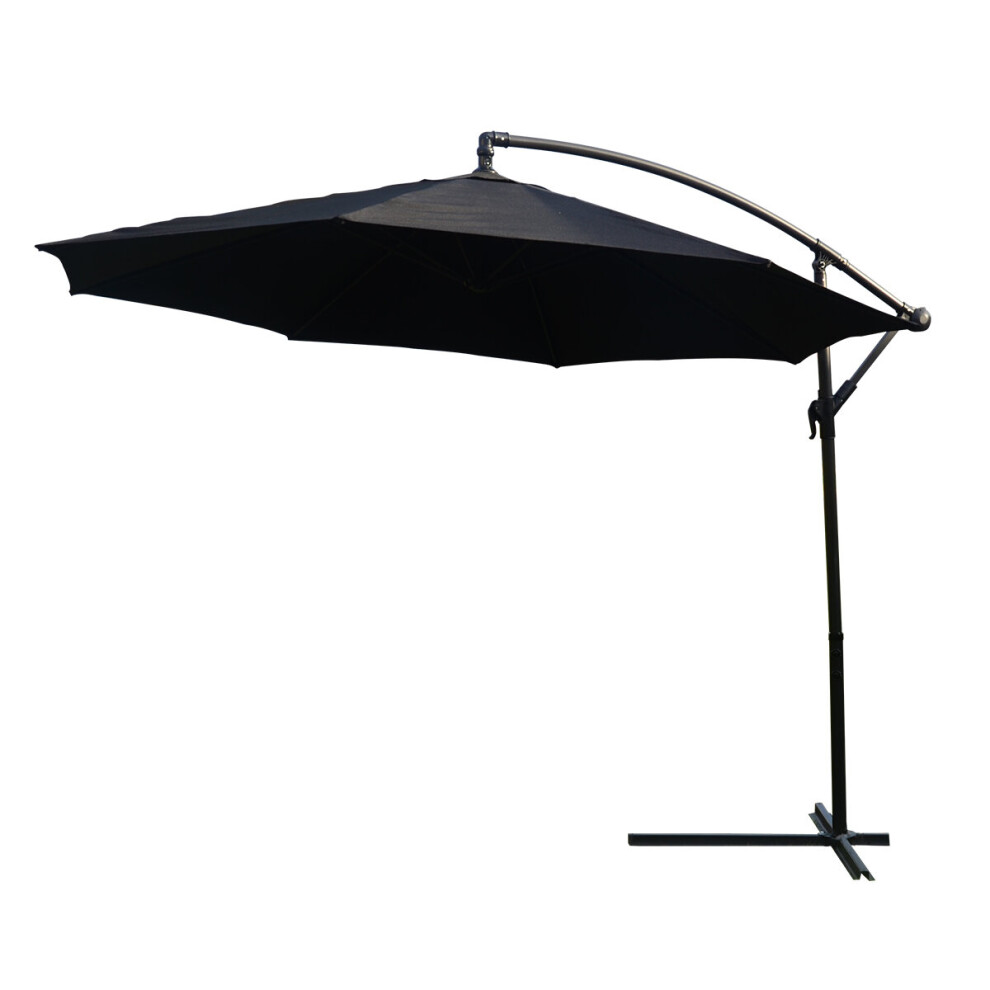 (Black Parasol) KCT 3m Large Garden Cantilever Parasol