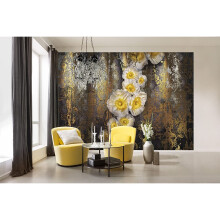 Komar 8-963 Serafina Flower Floral Wallpaper Mural, Yellow, 368 x 254 cm, Set of 8 Pieces