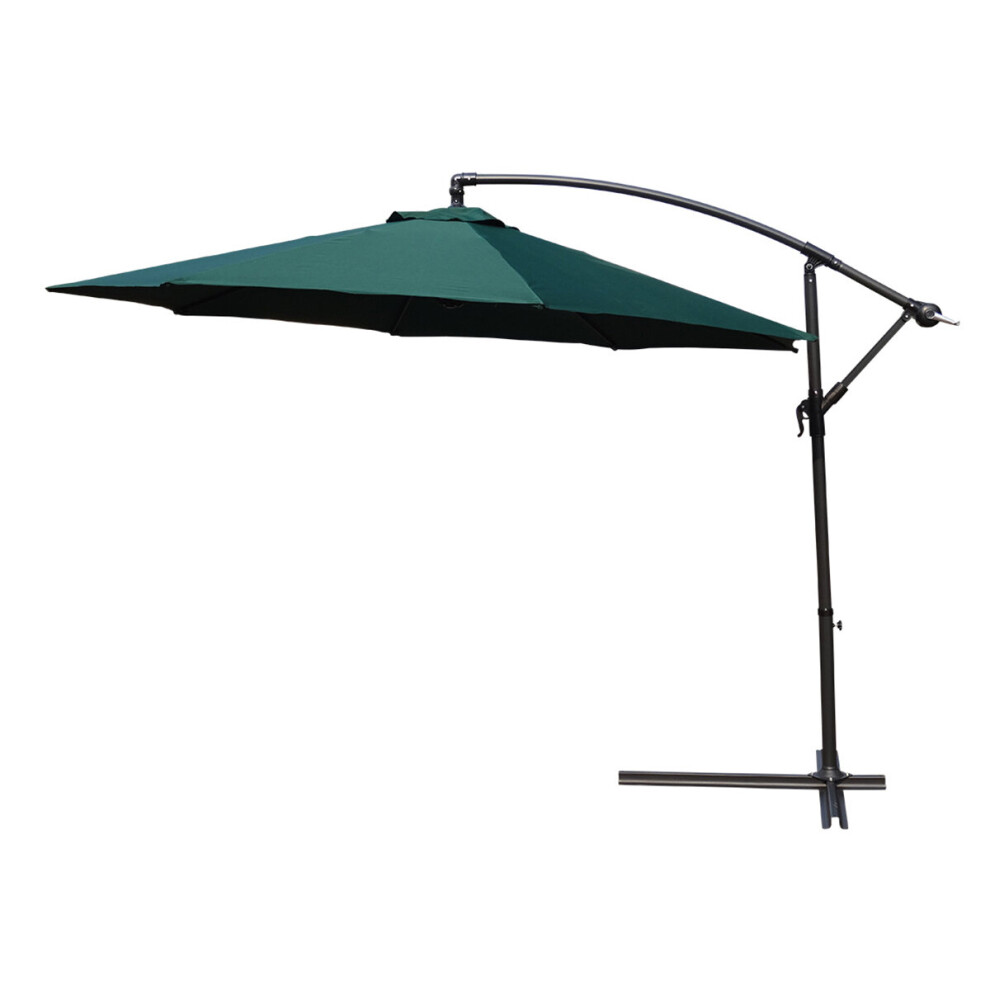 (Green Parasol) KCT 3m Large Garden Cantilever Parasol