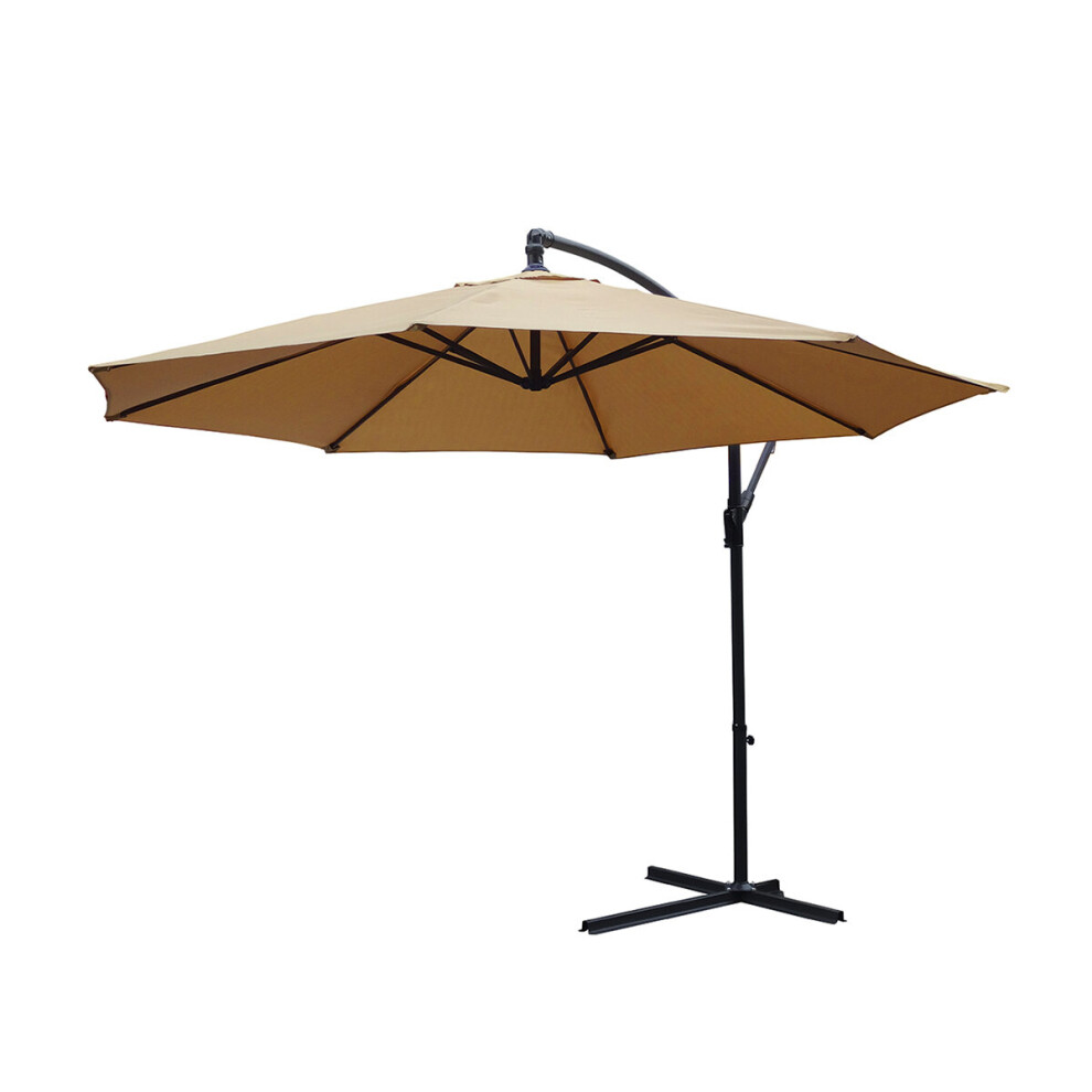 (Mocha Parasol) KCT 3m Large Garden Cantilever Parasol