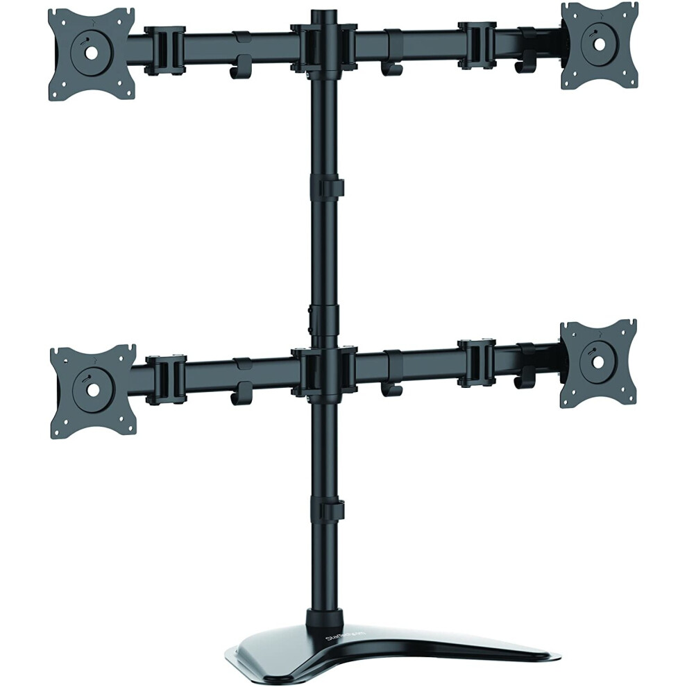 Startech.com Quad Monitor Stand - Articulating - Supports Monitors 13” To 27” - Adjustable Vesa Four Monitor Stand For 4 Screen Setup - Steel