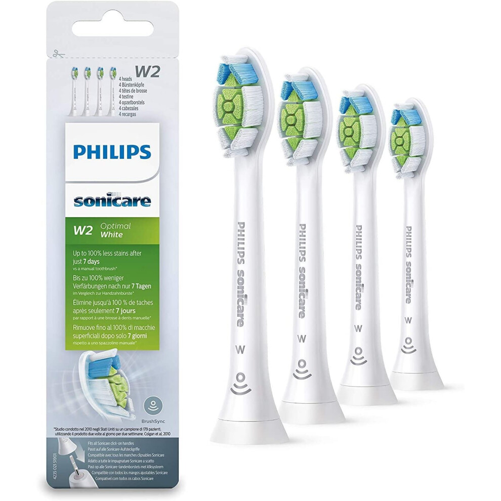 Philips Sonicare Optimal Whitening BrushSync Heads, White, Pack of 4 (Compatible with All Philips Sonicare Handles)