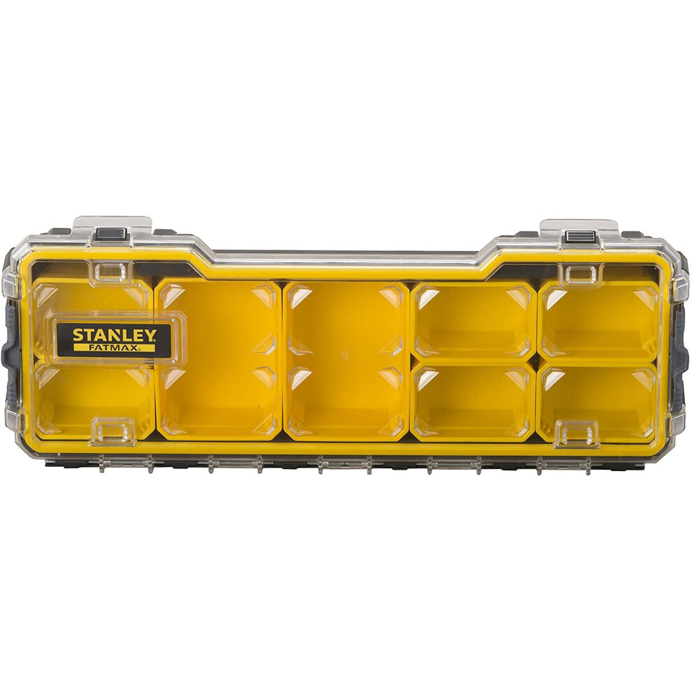 STANLEY FATMAX Pro 1/3 Shallow Stackable Storage Organiser for Small Parts, Removable Compartments, FMST1-75781