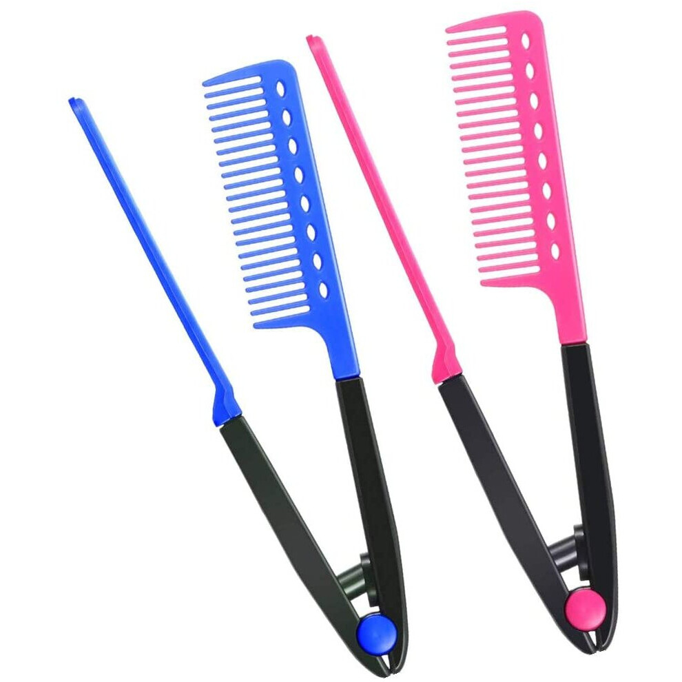 2Pcs Straightening Comb Salon Hair Brush Combs Hairdressing Styling Hair Straightener V-Shaped Straight Comb Straightener Comb for Knotty Hair Salon