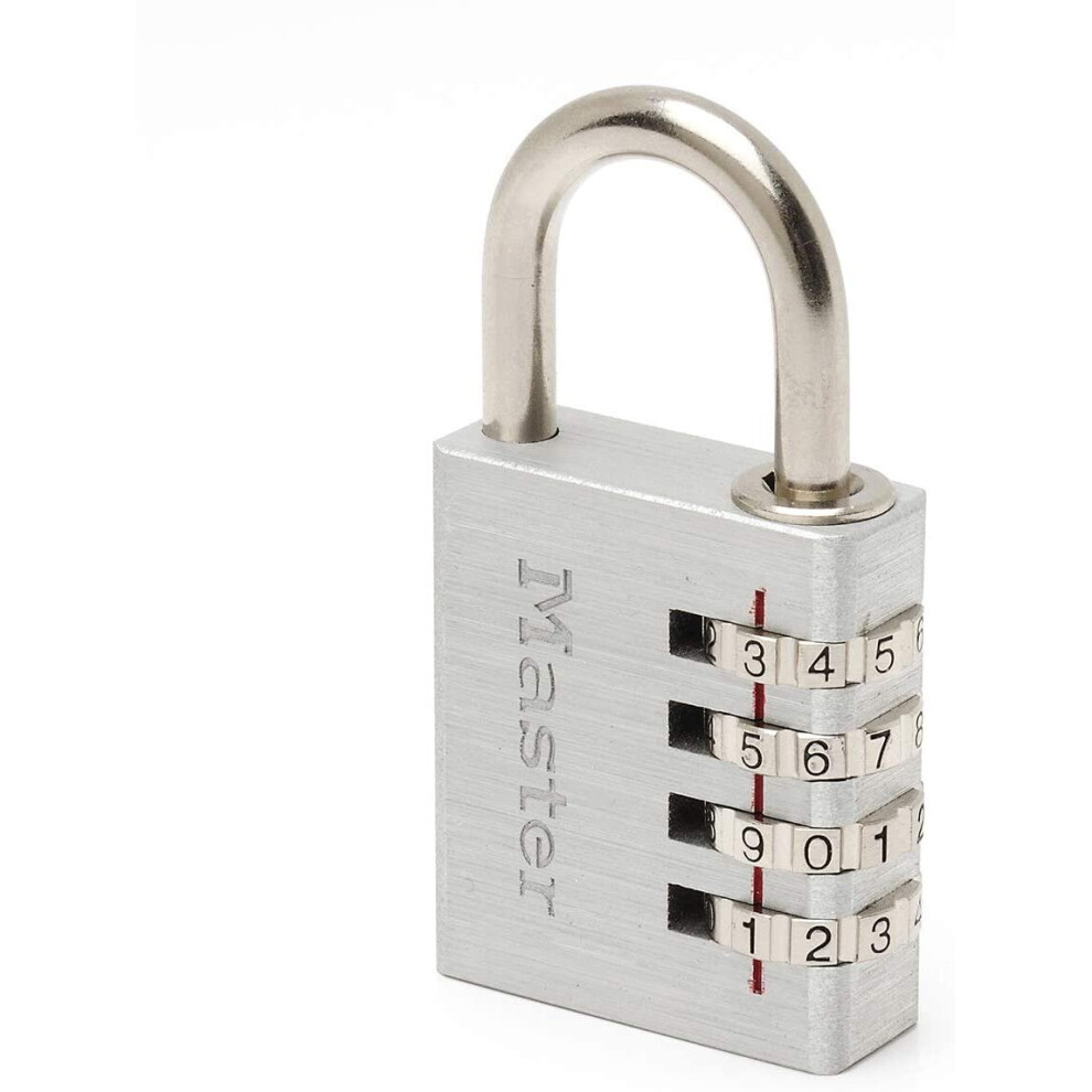 Master Lock 7640EURD Combination Padlock in Aluminium, Grey, 4 x 7.8 x 1.5 cm