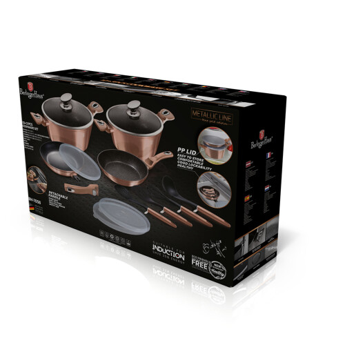 URBN Living Berlinger Haus 13Pc Aluminum Non Stick Cookware Pot Pan Set w/ Detachable Handle 2