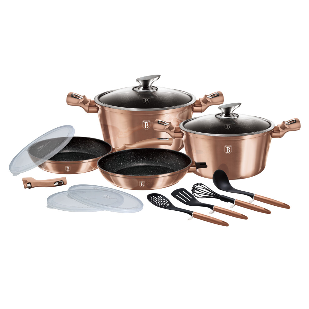 Urbn Living Berlinger Haus 13Pc Aluminum Non Stick Cookware Pot Pan Set W/ Detachable Handle