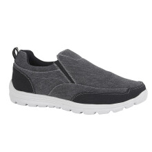 (9 UK) Dek Twin Gusset Mens Casual Denim Canvas Shoes Black