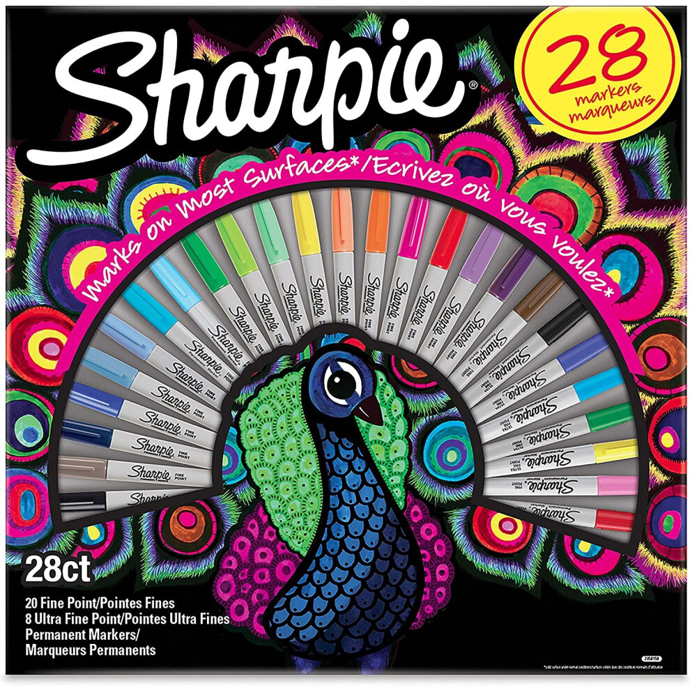 Sharpie Permanent Marker Set | Exclusive Colour Assortment | Fine & Ultra Fine Points | 28 Count