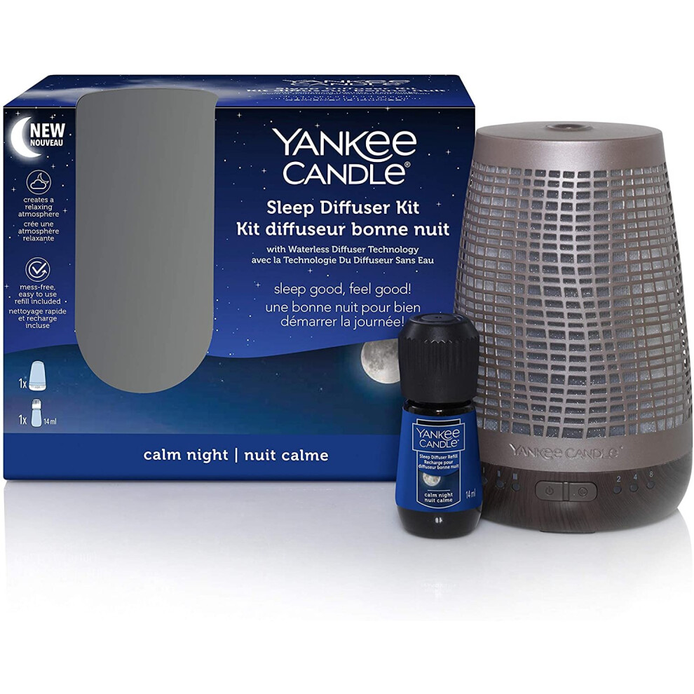 Yankee Candle Sleep Diffuser Starter Kit | Bronze | Calm Night Electric Fragrance Diffuser Refill | Up to 30 Nights of Fragrance | UK Plug
