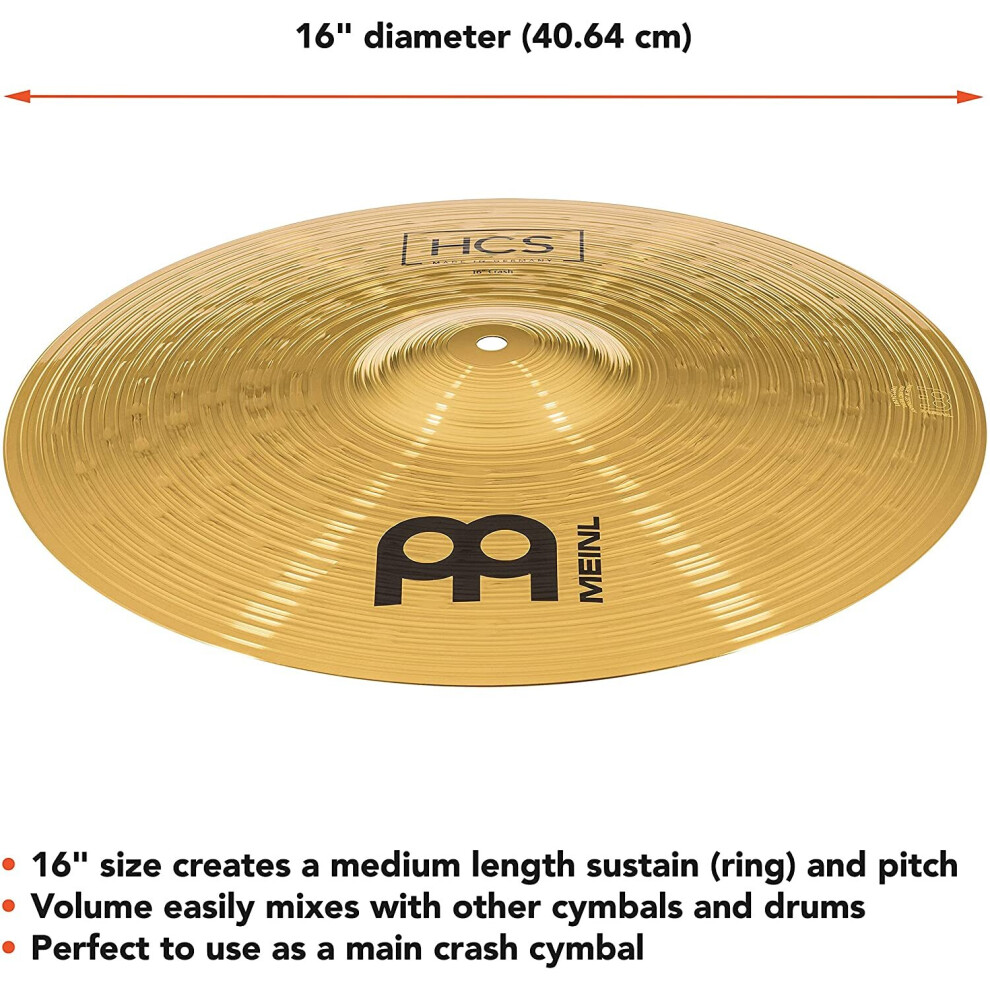 Meinl Cymbals HCS 16 inch (40,64cm) Crash cymbal for Drum Set