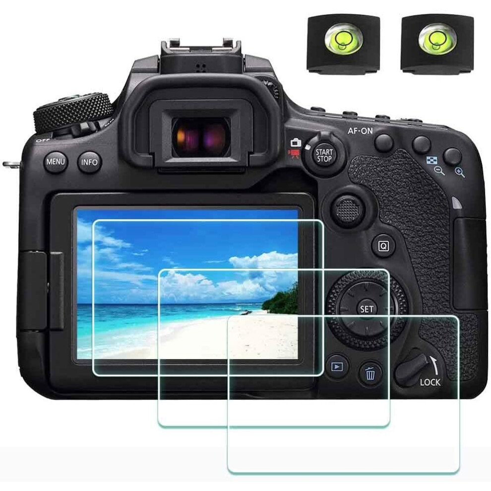 ULBTER 90D Screen Protector for Canon EOS 90D DSLR Camera & Hot Shoe Cover, 0.3mm 9H Hardness Ultra-clear Tempered Glass Screen Protector,Anti-Scrach