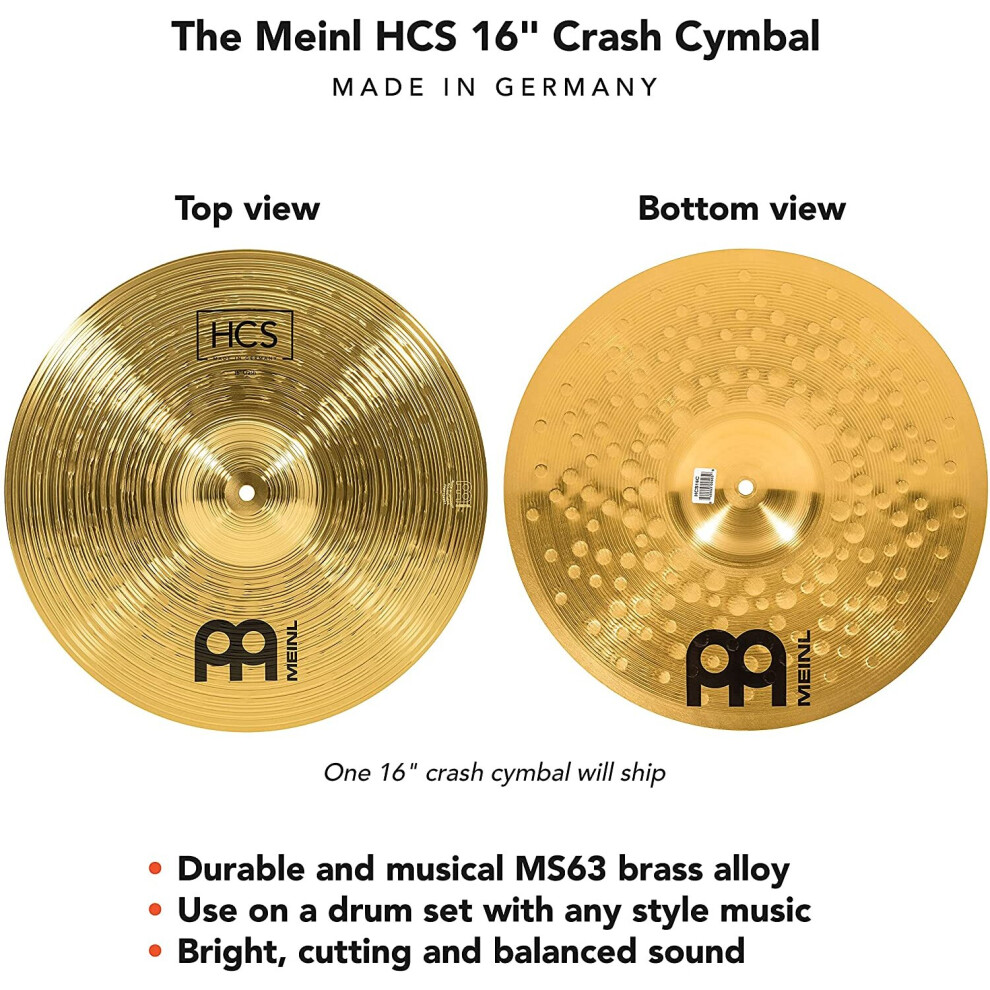 Meinl Cymbals HCS 16 inch (40,64cm) Crash cymbal for Drum Set