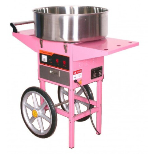 SUMTASA Candy Floss Machine with Pink cart+ss bowl+Cotton Candy Maker