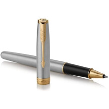 Parker Sonnet Rollerball Pen | Stainless Steel with Gold Trim | Fine Point Black Ink | Gift Box