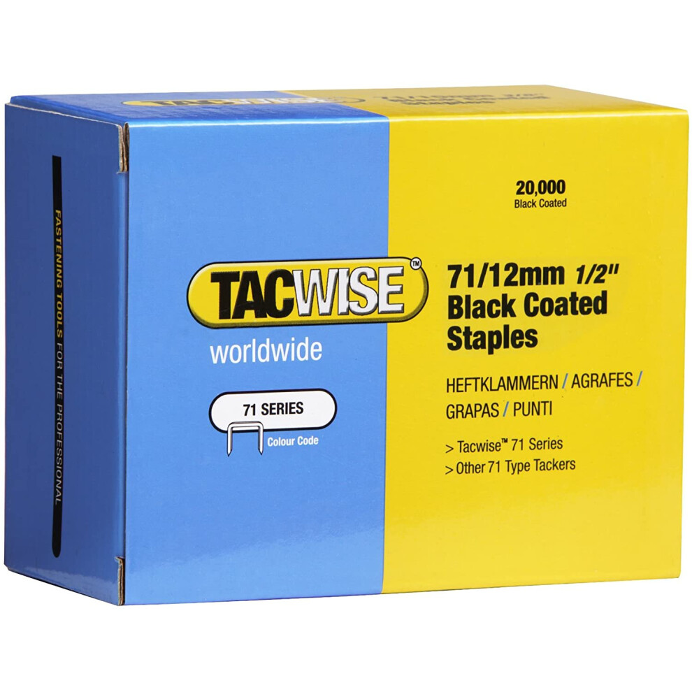 Tacwise 0373 Type 71/ 10mm Black Staples for Staple Gun - (Box of 20,000)