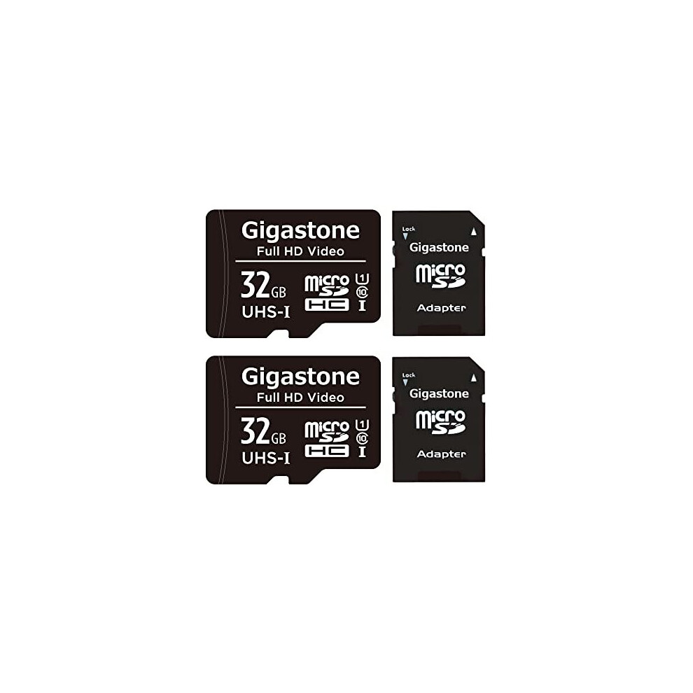 Gigastone 32GB 2-Pack Micro SD Card with Adapter, U1 C10 Full HD, SDHC UHS-I Memory Card
