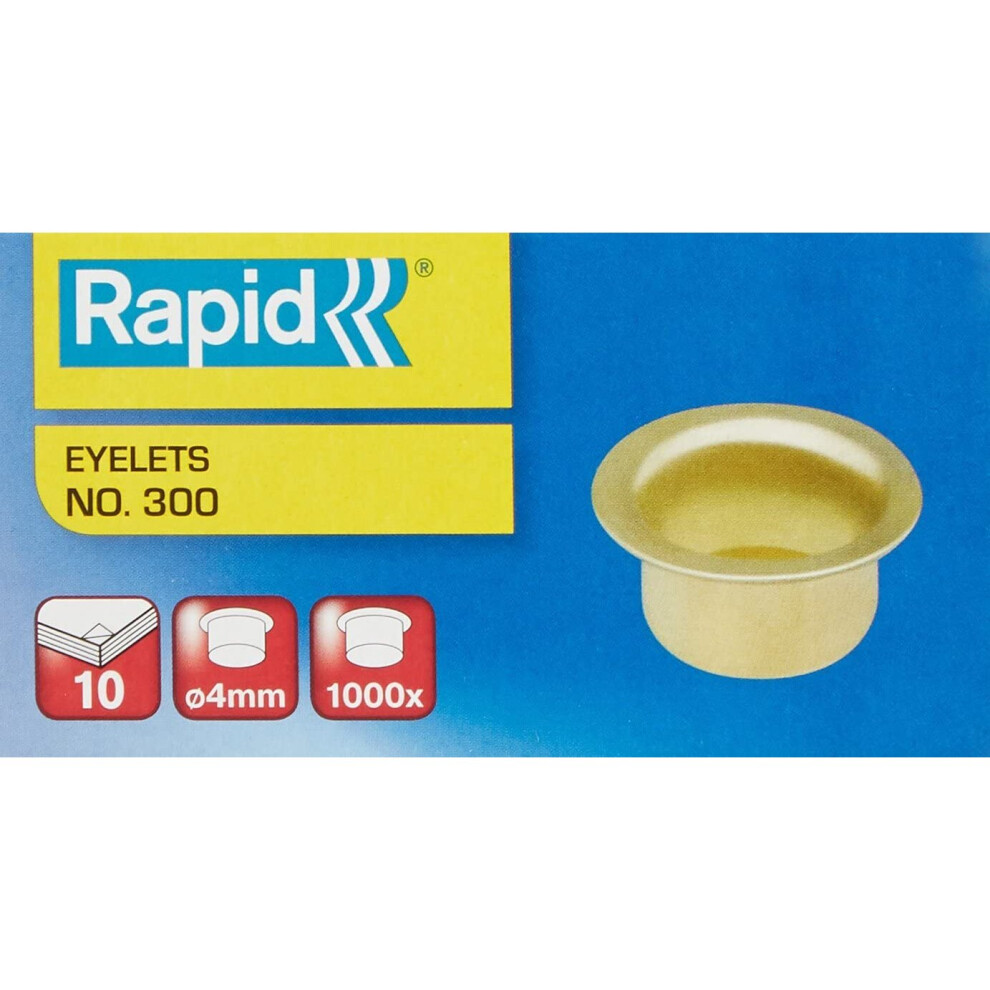 Rapid 31073008 300/4 Brass Eyelet Staples, 4 mm Diameter, 1000 Staples, 10 Sheets