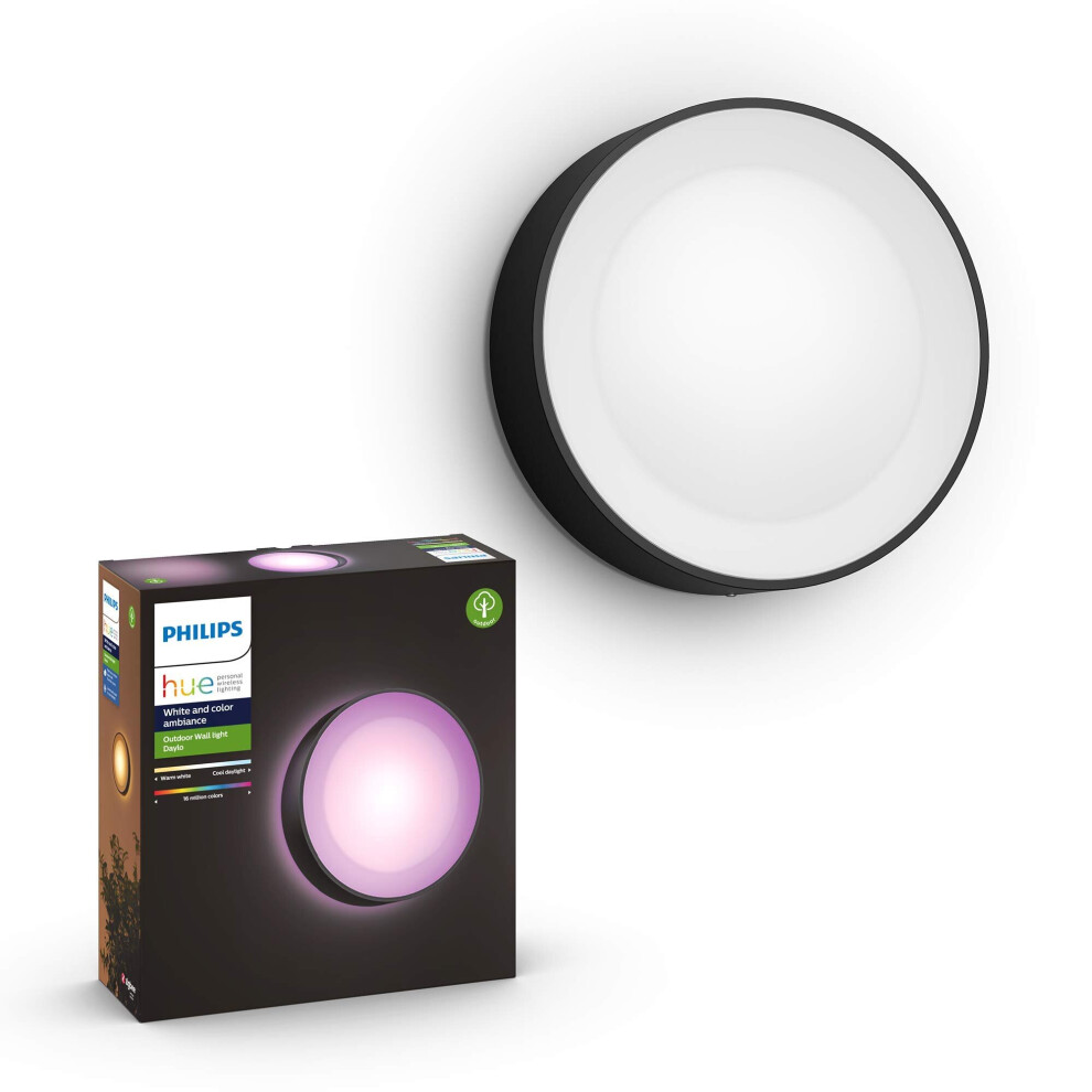 Philips Hue Daylo White & Colour Ambiance Smart LED Outdoor Wall Lighting, for Home Garden, Patio. [Black] Works with Alexa, Google Assistant and Appl-image-OPC-P8W5C57-NEW