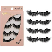False Eyelashes 4 Pairs - Professional Reusable Face Eyelashes Fit for All Eyes, Natural Thick Hand-Made 3D Faux Mink Eyelashes for a Beautiful Makeup