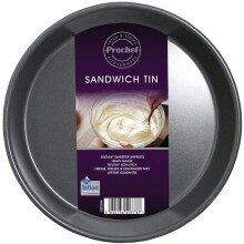 Prochef KB1006 Teflon Non-Stick Premium Baking Cake Victoria Sponge Sandwich Tin 22.5cm/8cm-High Coating for All Cakes & Treats-Silver, Silicone,