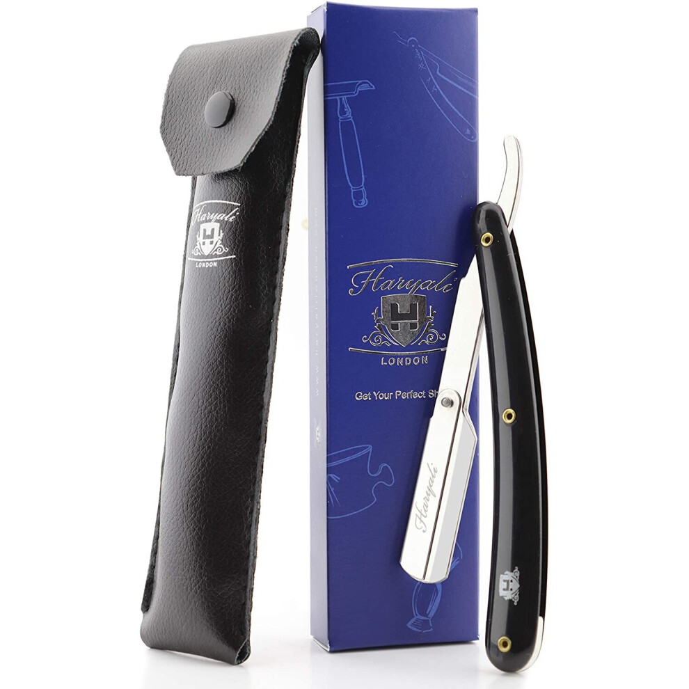 Men's Black Shaver/Barber Style Cut Throat Razor (Blades Not Inclued) With Leather Pouch.Perfect Razor For All Kind Of Deep Shave.