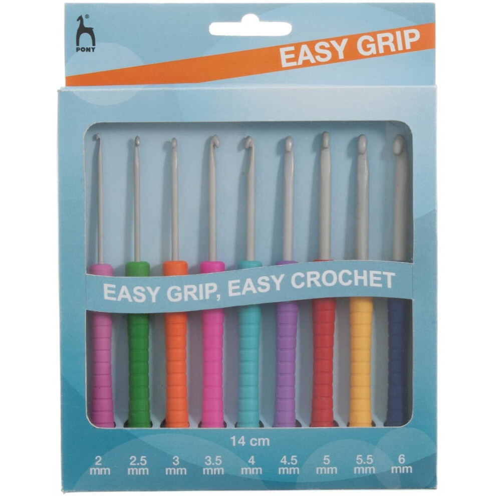 Pony P39810 Easy Grip Crochet Hook Set, Multi, 15 x 1.5 x 16 cm