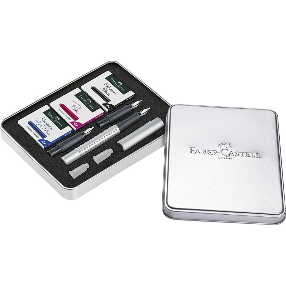 Faber-Castell 201629 Grip 2011 Calligraphy Set, Silver