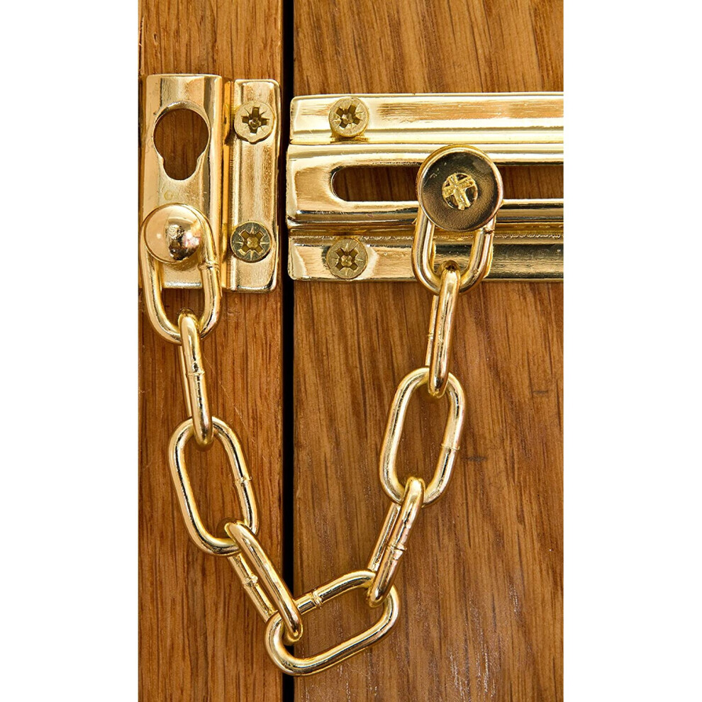 Yale P-1037-PB Door Chain, 6inch/15cm chain length, Polished Brass Finish, Standard Security, Visi Packed, suitable for Wooden doors