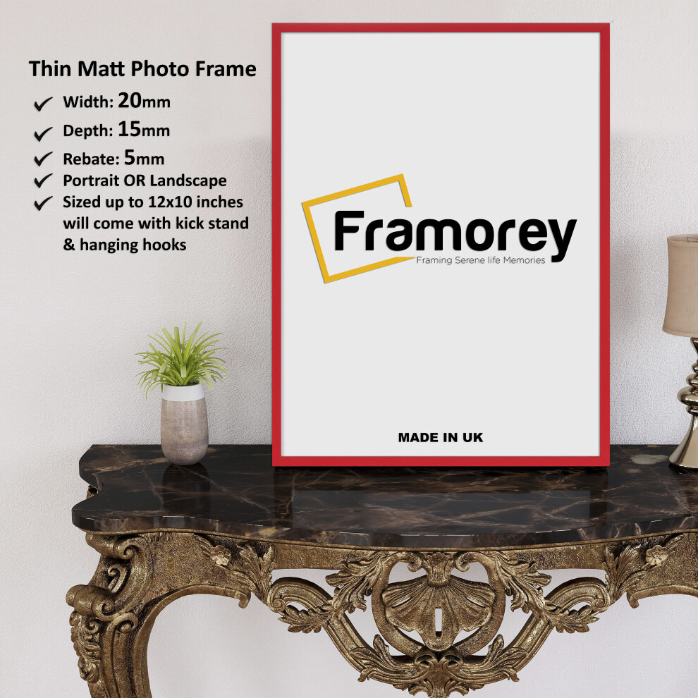 (14x11 Inch) Thin Matt Red Picture Frame / Wall Art Frames / Flat Wooden Effect Poster Frame