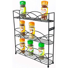 Buckingham 30134 3-Tier Free-Standing Spice & Herb Rack - Black, 33 cm, Holds 21 Jars