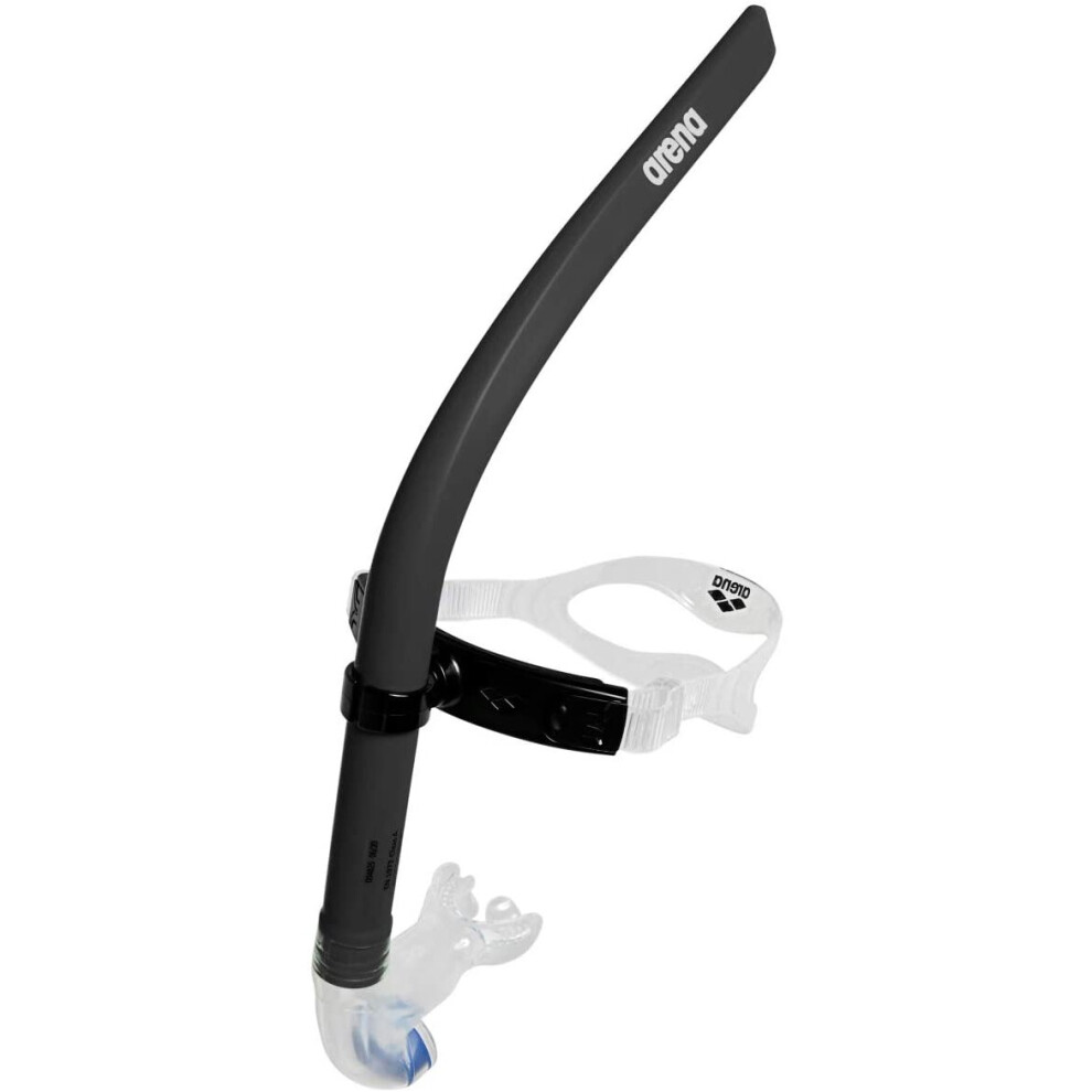 Arena Swim Snorkel III Unisex – Black, Backflow Valve, Soft Mouthpiece, Adjustable Strap for Training & Competition