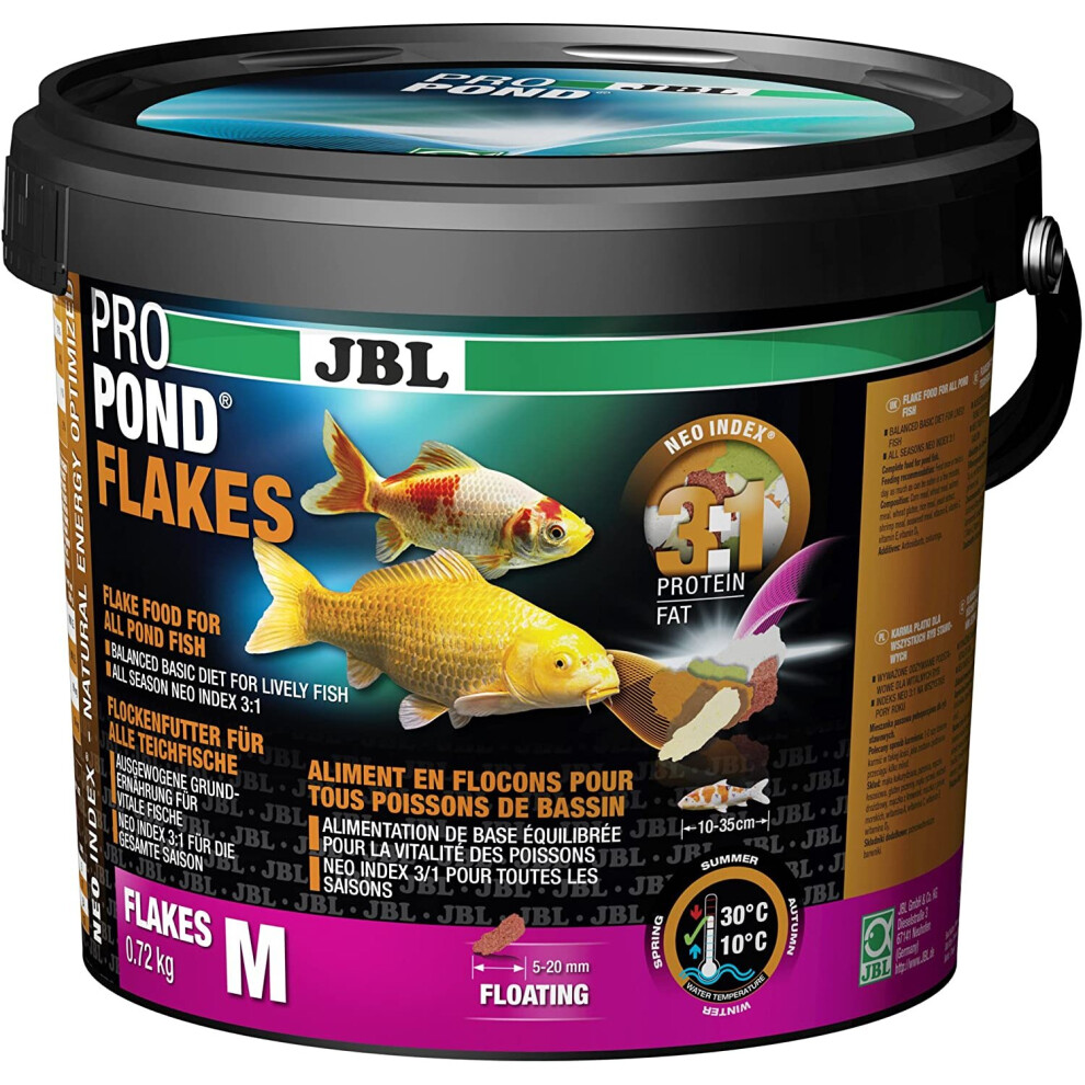 JBL Food for all Pond Fish, Floating Food Flakes, Functional Food, ProPond Flakes, Size M, 0.72 kg