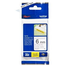 Brother TZe-S211 Labelling Tape Cassette, Black on White, 6mm (W) x 8M (L), Strong Adhesive, Brother Genuine Supplies