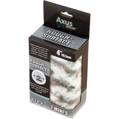Axus Décor Rough Surface Plus Mini Roller Sleeve - Grey (Pack of 2) AXU/RG4XL2
