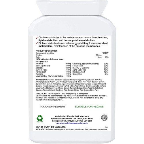 Specialist Supplements Liver Clear Liver Function Support Capsules, Red, 60 Count 2