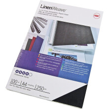 GBC 250 GSM A4 Textured Linen Look Binding Covers - Black [Pack of 100]