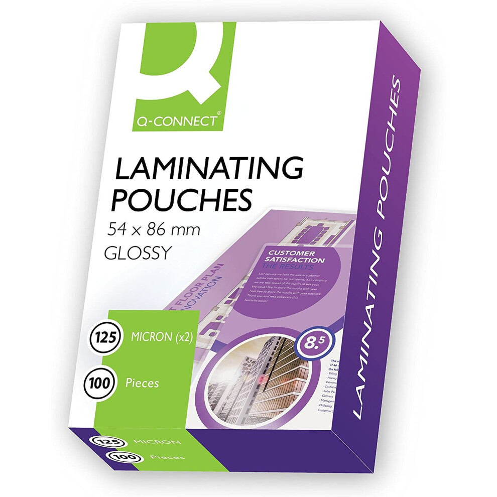 Q-Connect 125 Micron Laminating Pouch, 54 x 86 mm - Pack of 100