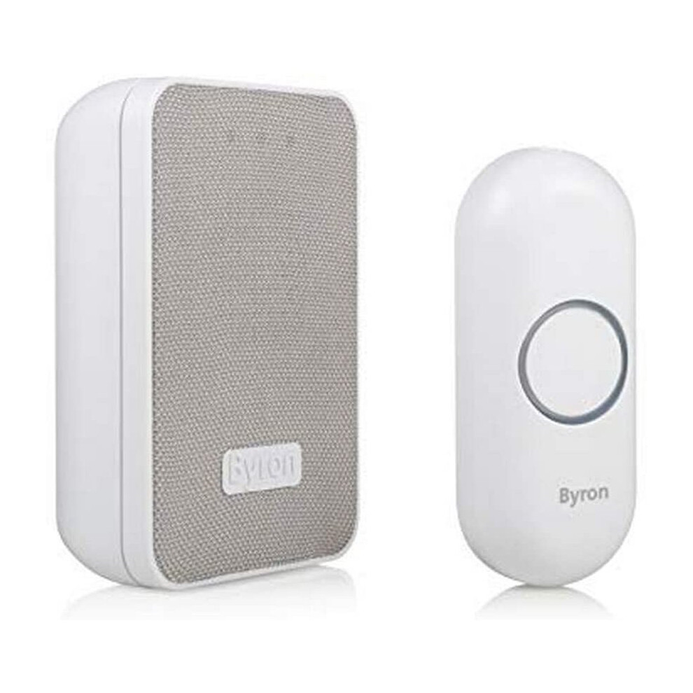 Byron DBY-22321 Wireless Portable Doorbell Set, 150 m Range, 16 Melodies, Visual Alert System